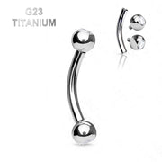 16G titanium curved eyebrow barbell with clear cubic zirconia gem balls for a sparkling and stylish look