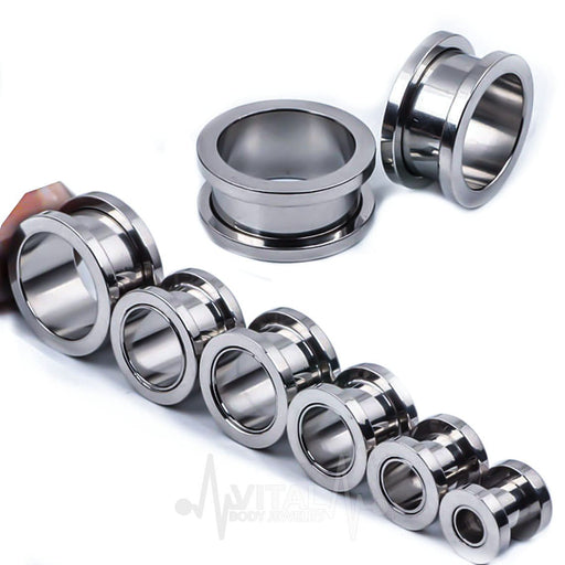 Stainless Steel • Screw Fit, Flesh Tunnels, 10G To 1 Inch, Sold In Pairs Only • Vital Body Jewelry