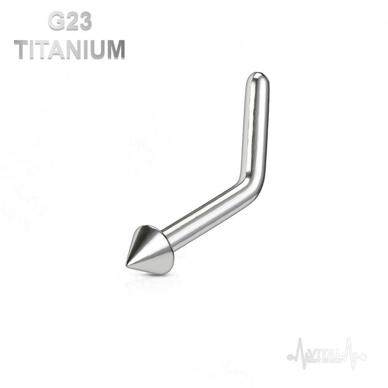 18G/20G titanium L-bend nose stud with ball, dome, or spike ends for secure and comfortable wear