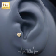 16G & 18G 14K Gold Threadless Heart Shape Labrets Stud, Pushpin action, Yellow and White Gold - Vital Body Jewelry