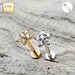 16G 14k gold threadless labret with clear cubic zirconia flower top for cartilage and lip piercings