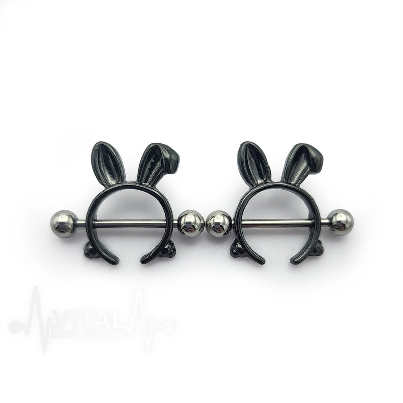 Pair of Bunny Nipple Rings 14G 316L Stainless Steel Barbell