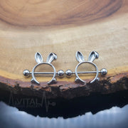 Pair of Bunny Nipple Rings 14G 316L Stainless Steel Barbell