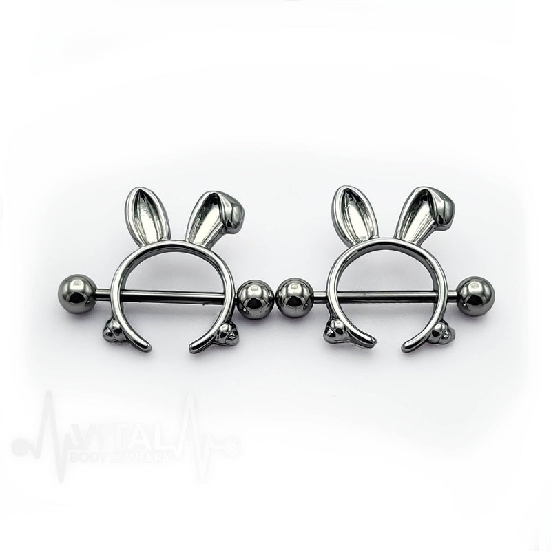 Pair of Bunny Nipple Rings 14G 316L Stainless Steel Barbell