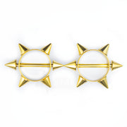 Surgical Steel • Nipple Shield, 6 Point Spike Star, 14G, Externally Threaded, Sold By Pair Only • Vital Body Jewelry