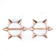 Surgical Steel • Nipple Shield, 6 Point Spike Star, 14G, Externally Threaded, Sold By Pair Only • Vital Body Jewelry