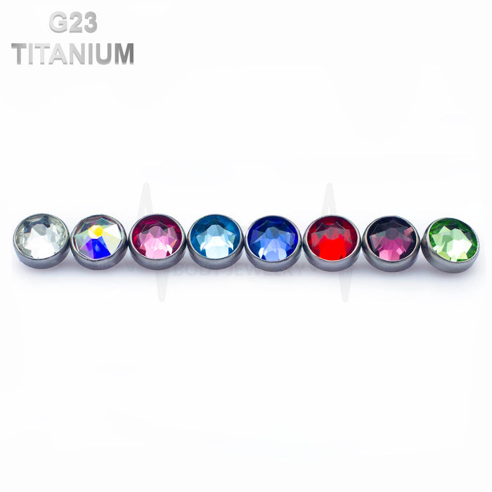 Titanium Color Gems Dermal Anchor Top, Flat Bottom Dome, , Internally Threaded • Vital Body Jewelry