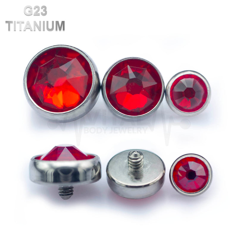 Titanium Color Gems Dermal Anchor Top, Flat Bottom Dome, , Internally Threaded • Vital Body Jewelry