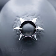 14G surgical steel nipple shields with 6 Point Spike Star design for edgy style and secure fit