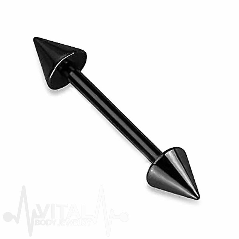 14G PVD Coated Steel Nipple Barbells - Spike Ends  Vital Body Jewelry