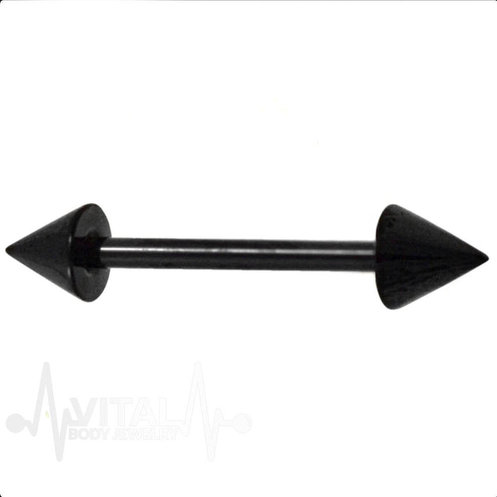 Pair of Black Nipple Barbells, 14G, 12mm 14mm and 16mm, PVD Coated, Externally Threaded  • Vital Body Jewelry