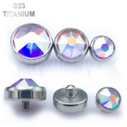 14G titanium dermal anchor top with colorful gem options and internally threaded design for secure fit and comfort