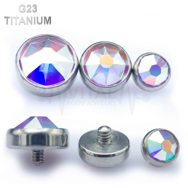 14G titanium dermal anchor top with colorful gem options and internally threaded design for secure fit and comfort