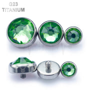 Titanium Color Gems Dermal Anchor Top, Flat Bottom Dome, , Internally Threaded • Vital Body Jewelry