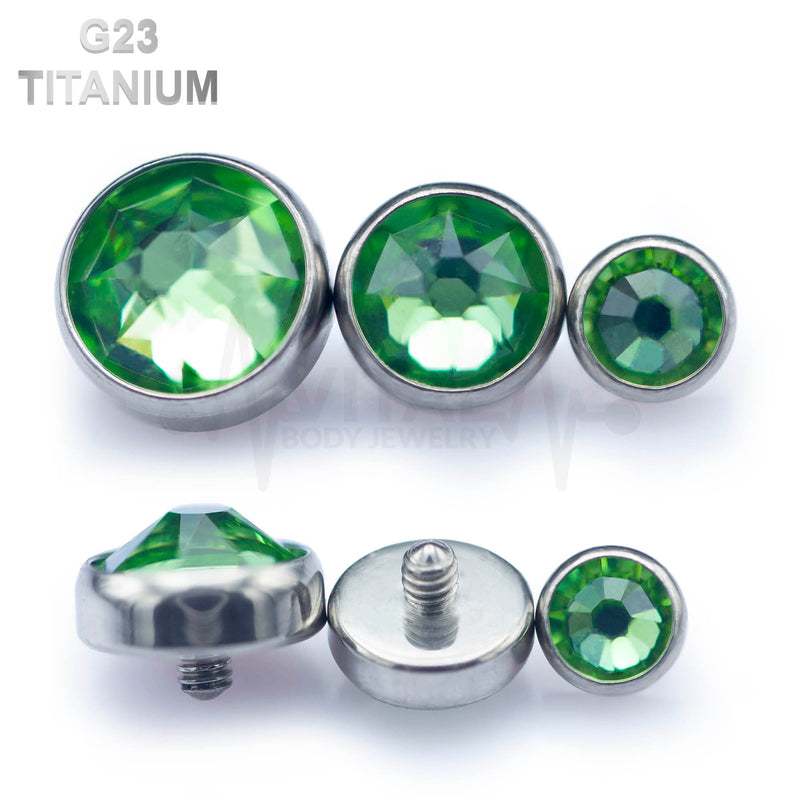 Titanium Color Gems Dermal Anchor Top, Flat Bottom Dome, , Internally Threaded • Vital Body Jewelry