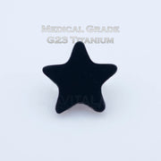 14G titanium dermal top in star shape with PVD coating available in gold, black, and silver for versatile styling options