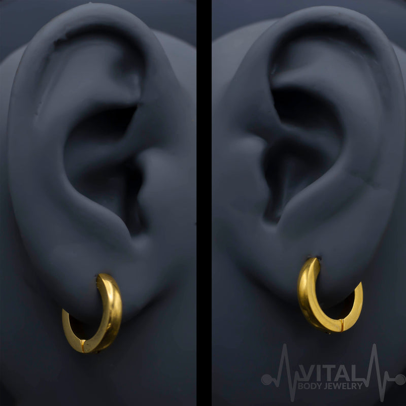 Pair of Surgical Steel Dome Hoop Mens Earrings in Black, Silver, Gold and Rainbow, Huggies