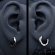 Pair of Surgical Steel Dome Hoop Mens Earrings in Black, Silver, Gold and Rainbow, Huggies