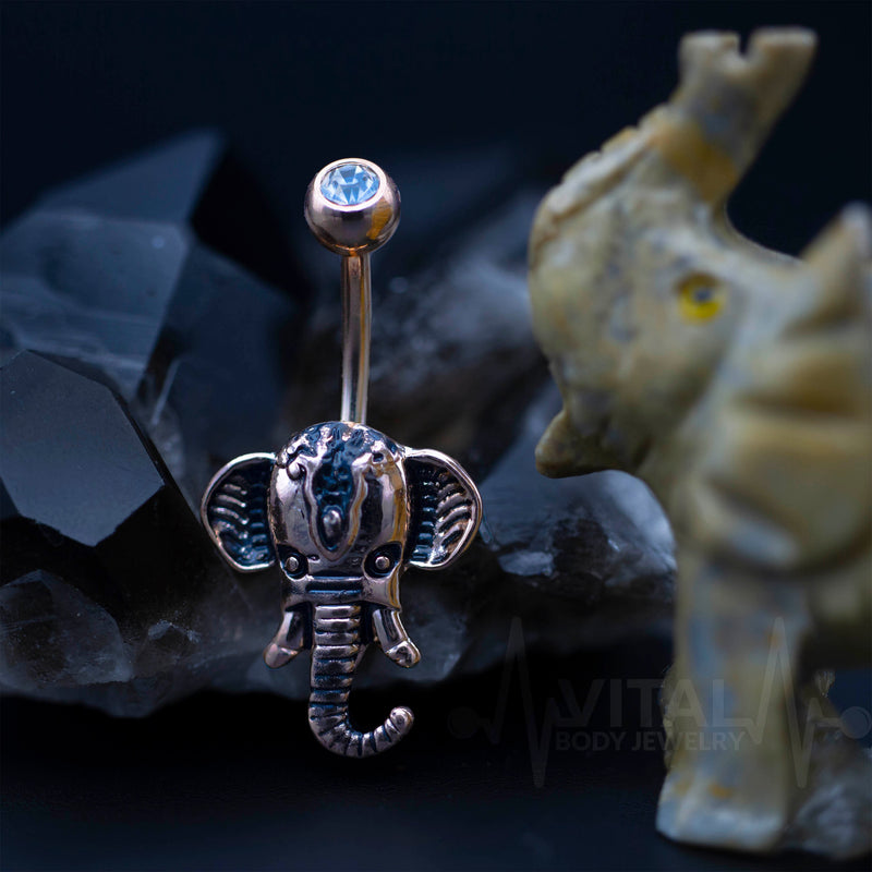 Elephant Surgical Steel Belly Rings in Rose Gold, Gold and Silver Color - Vital Body Jewelry