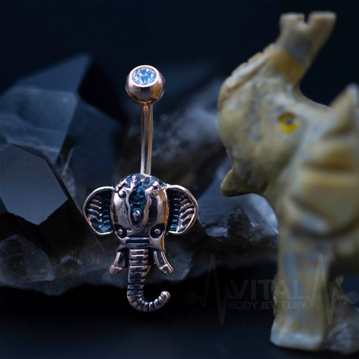 Elephant Surgical Steel Belly Rings in Rose Gold, Gold and Silver Color - Vital Body Jewelry