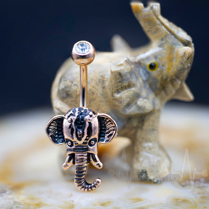 Elephant Surgical Steel Belly Rings in Rose Gold, Gold and Silver Color - Vital Body Jewelry