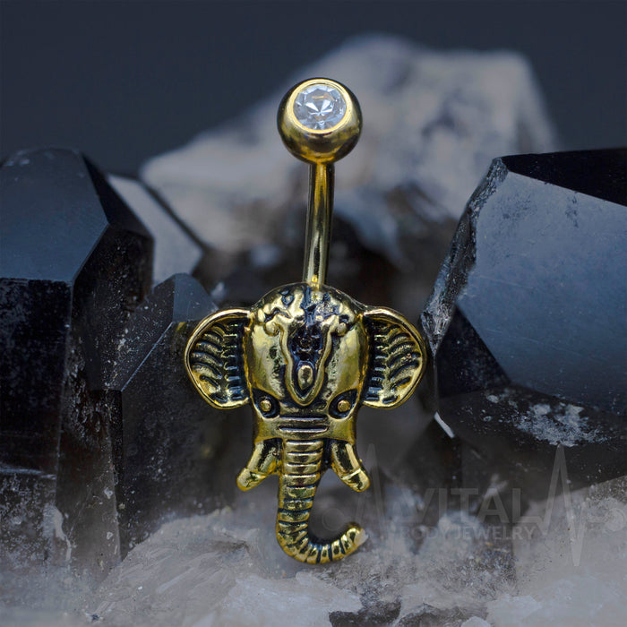 Elephant Surgical Steel Belly Rings in Rose Gold, Gold and Silver Color - Vital Body Jewelry