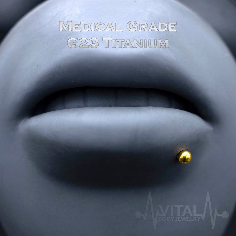 16G implant grade titanium labret stud with PVD multicolored coating, featuring a 3mm ball end for lip and cartilage piercings