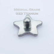 14G Titanium Star Shaped Dermal Tops, PVD Coated in Gold, Black and Silver Internally Threaded • Vital Body Jewelry