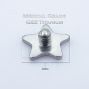 14G titanium dermal tops in star shape with PVD coating in gold, black, and silver for versatile piercings