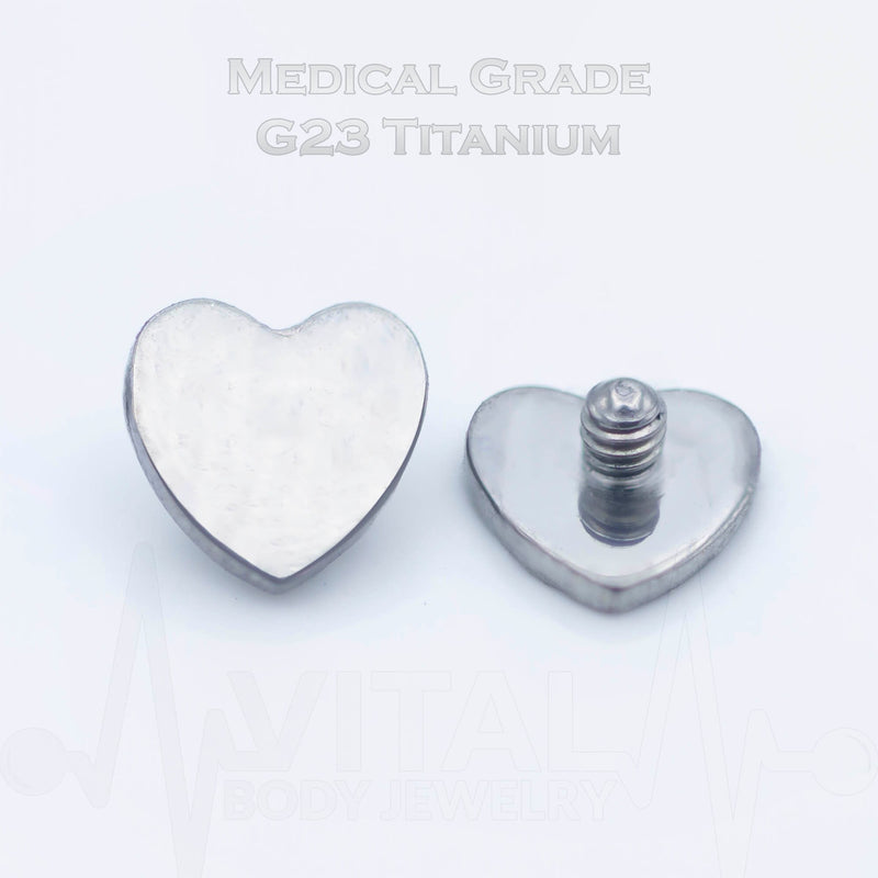 14G titanium dermal anchor top in heart shape with PVD coating for a stunning gold finish, designed for comfortable wear and irritation-free experience.