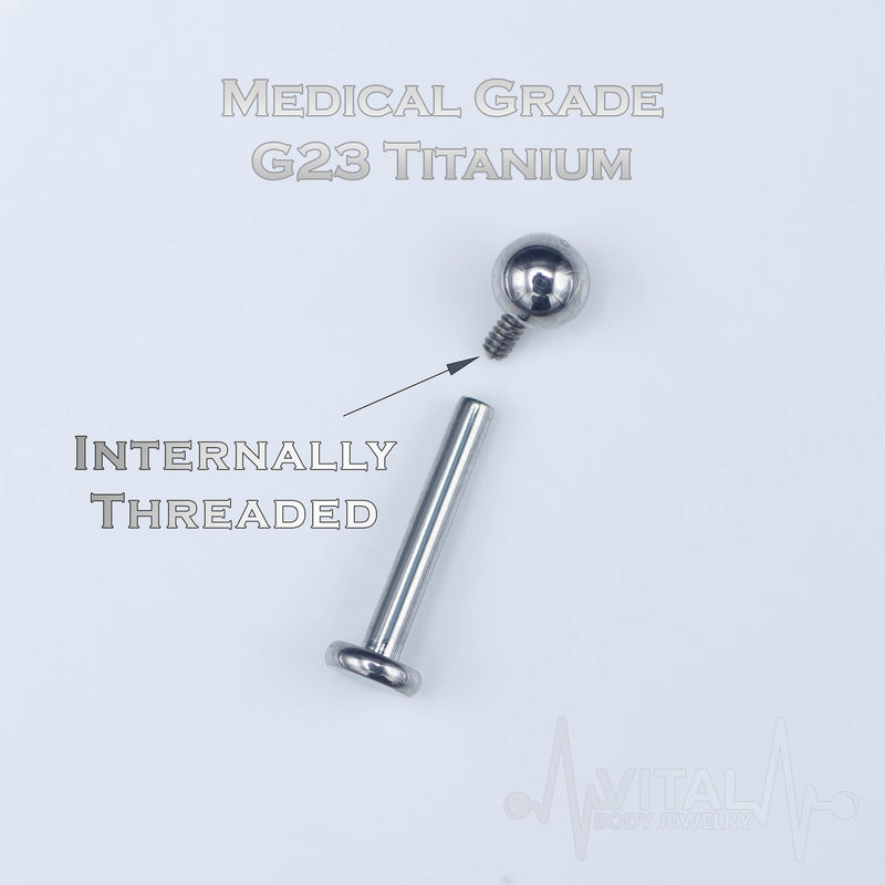 16G titanium labret stud with ball end and PVD multicolored coating for lip and cartilage piercings