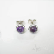 Pair of Real Precious Stone Stud Earrings- Turquoise, Amethyst, Jade and Tiger's eye