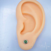 Pair of Real Precious Stone Stud Earrings- Turquoise, Amethyst, Jade and Tiger's eye