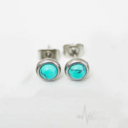 20G surgical steel stud earrings featuring turquoise, amethyst, jade, and tiger's eye stones for a stylish and unique look