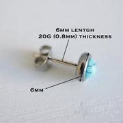 20G surgical steel stud earrings with 4mm Turquoise, Amethyst, Jade, and Tiger's Eye gems for a unique and elegant look