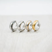 20G surgical steel hoop earrings with beveled edges, lightweight design for comfort and hypoallergenic material for sensitive ears