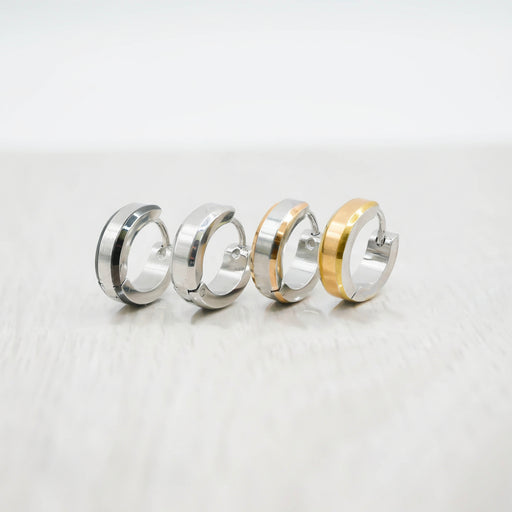 20G surgical steel hoop earrings with beveled edges, lightweight design for comfort and hypoallergenic material for sensitive ears