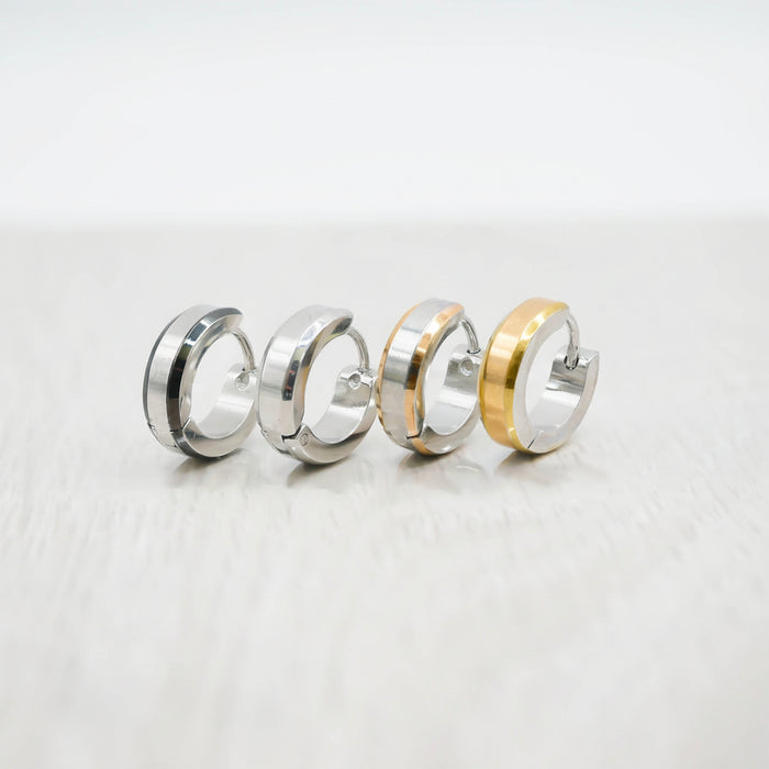 20G surgical steel hoop earrings with beveled edges, lightweight design for comfort and hypoallergenic material for sensitive ears