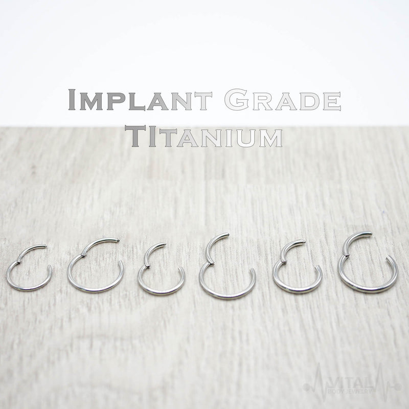 20G 18G 16G 14G Titanium Clicker Hinged Segment Nose Ring Septum Daith Hoop