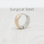 20G surgical steel hoop earrings with beveled edges, lightweight design for comfort and hypoallergenic material for sensitive ears