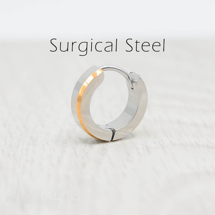 20G surgical steel hoop earrings with beveled edges, lightweight design for comfort and hypoallergenic material for sensitive ears