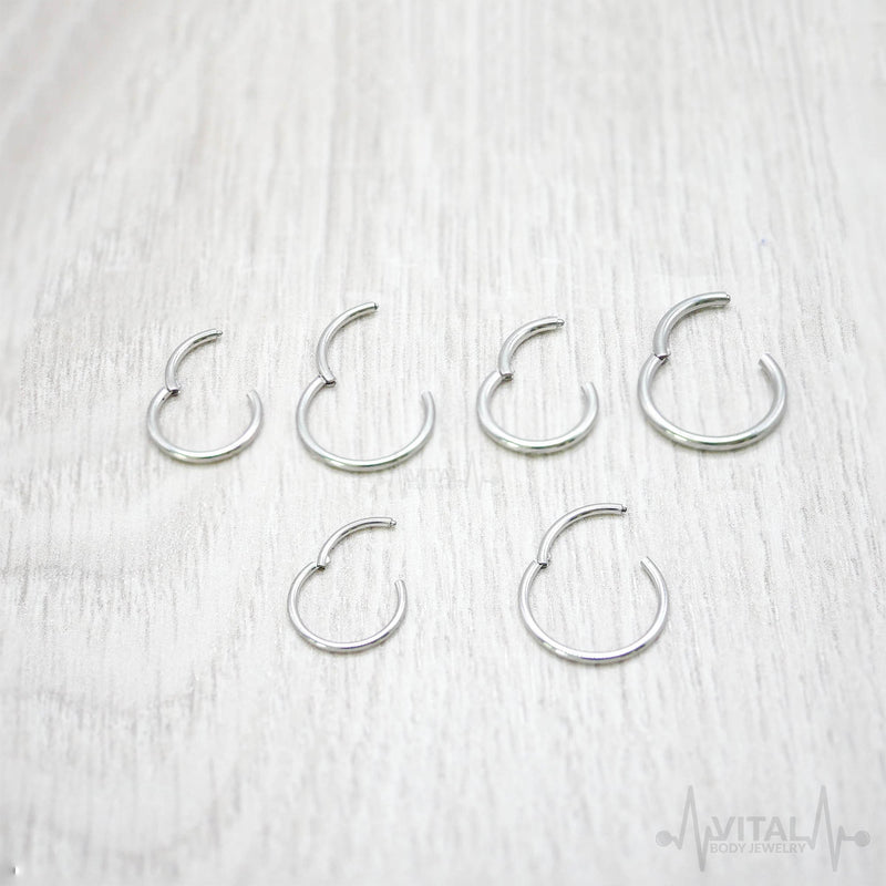 20G 18G 16G 14G Titanium Clicker Hinged Segment Nose Ring Septum Daith Hoop