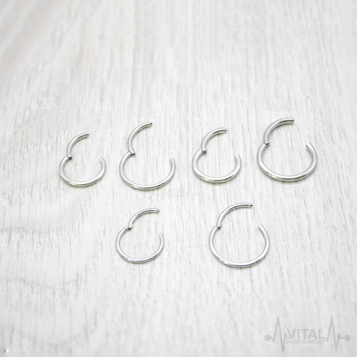 20G 18G 16G 14G Titanium Clicker Hinged Segment Nose Ring Septum Daith Hoop