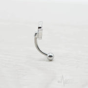 16G surgical steel eyebrow ring with bat design, featuring an externally threaded end and 10mm bat charm