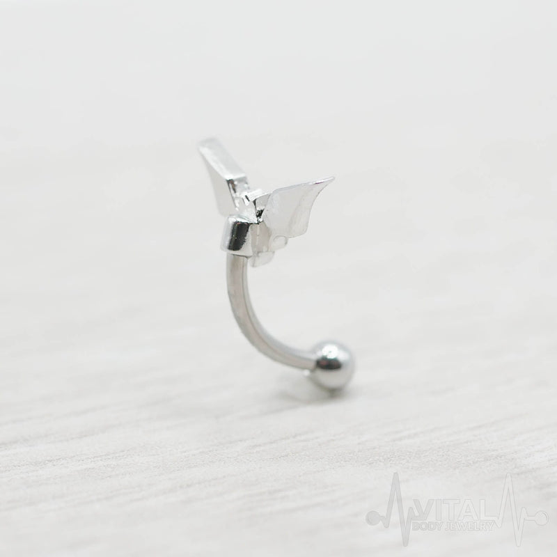 16G Bat Eyebrow Ring - Surgical Steel barbell, Daith Earring, Daith Piercing, Rook Earring, Rook Piercing, Curved Barbell 8mm