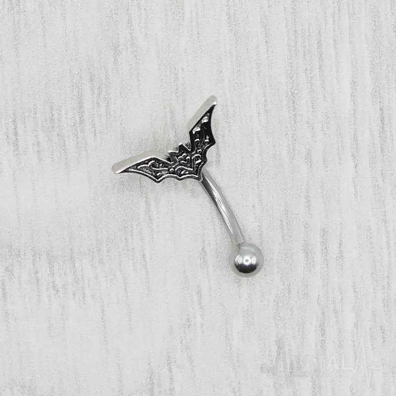 16G Bat Eyebrow Ring - Surgical Steel barbell, Daith Earring, Daith Piercing, Rook Earring, Rook Piercing, Curved Barbell 8mm
