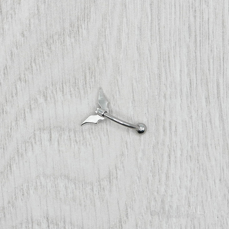 16G Bat Eyebrow Ring - Surgical Steel barbell, Daith Earring, Daith Piercing, Rook Earring, Rook Piercing, Curved Barbell 8mm