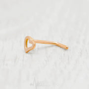 20G L Shape Nose Ring with Heart Stud - Surgical Steel, in Silver, Gold, Rose Gold, Rainbow and Black Color