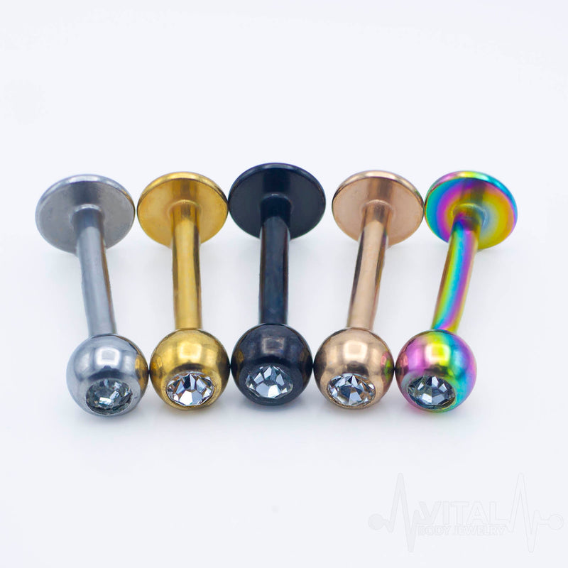 16G Surgical Steel Labrets with Jeweled Ball For Ear Cartilage, Labret, Monroe