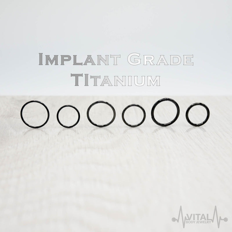 14G titanium hinged segment nose ring in black finish, featuring a sleek design for comfortable everyday wear